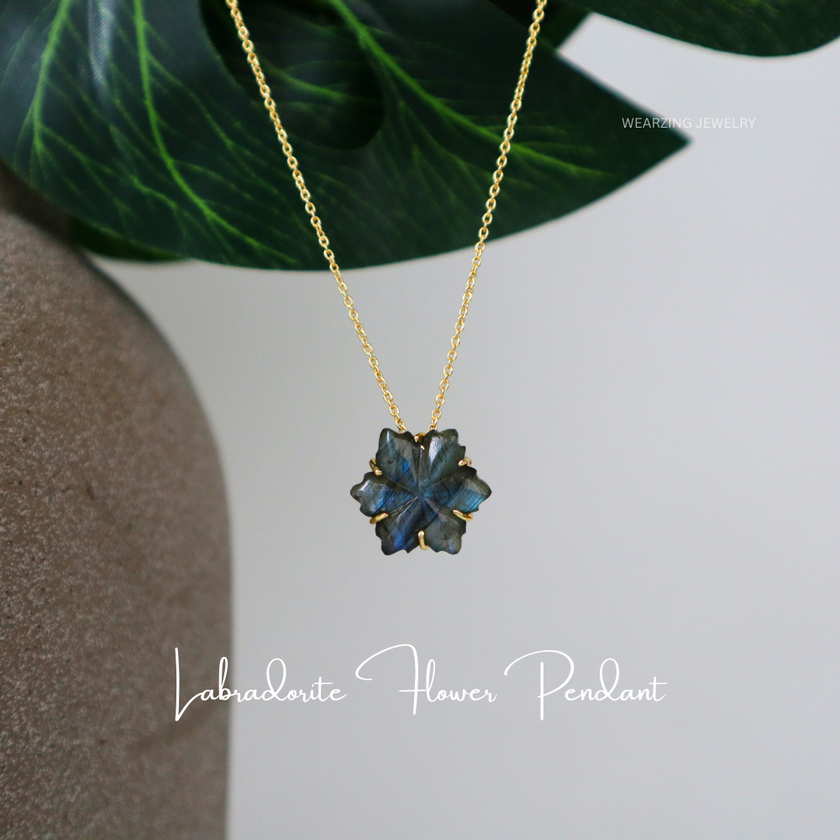 Labradorite Flower Pendant