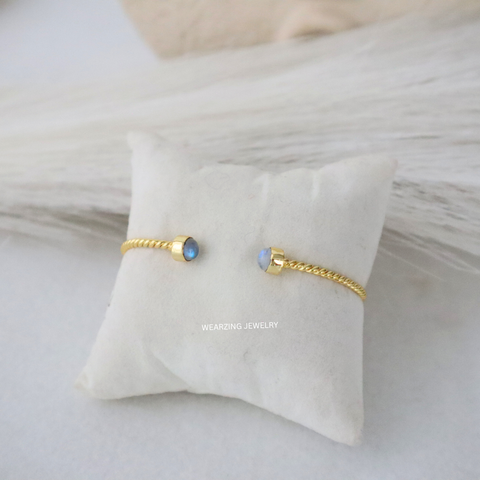 Rainbow Moonstone Twist Cuff