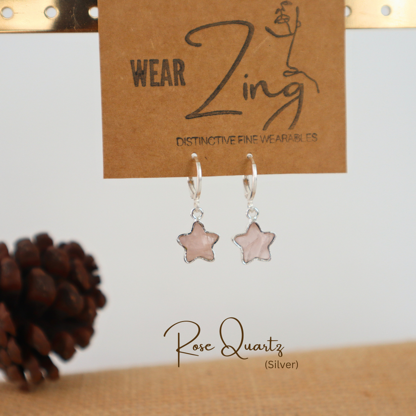 Rose Quartz Star Huggies