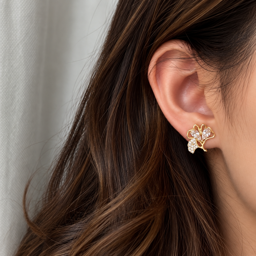 Ginkgo Bloom Studs WearZing - Crystal Jewelry Store in India