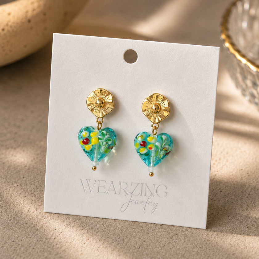 Bloom Glass Drop Earrings WearZing - Crystal Jewelry Store in India