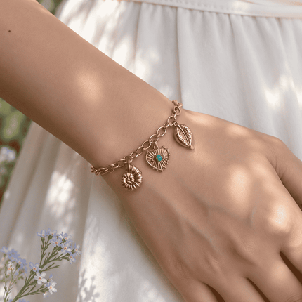 Gold Shell & Heart Charm Bracelet WearZing - Crystal Jewelry Store in India