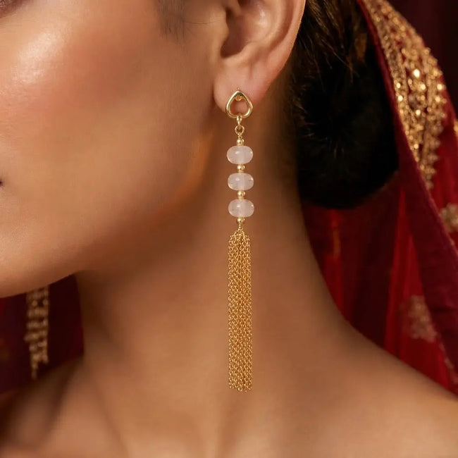 Dewdrop Tassel Earrings WearZing - Crystal Jewelry Store in India