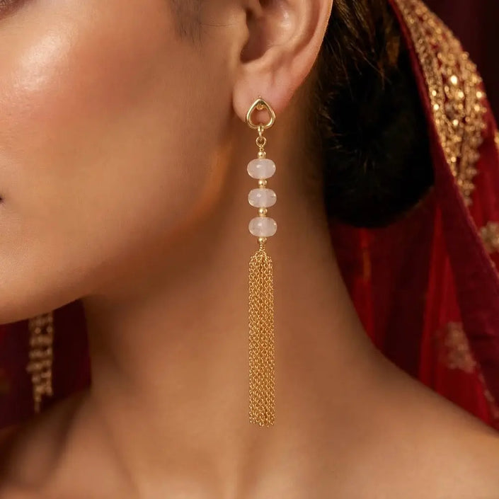 Dewdrop Tassel Earrings WearZing - Crystal Jewelry Store in India