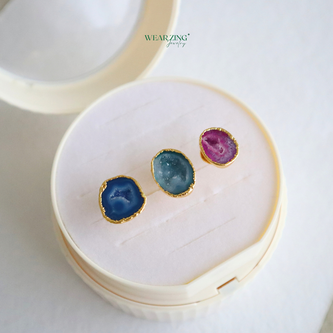 Triple Stone Druzy Ring WearZing - Crystal Jewelry Store in India