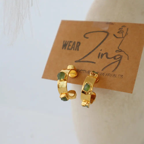 Peridot Raw Studed Hoops WearZing - Crystal Jewelry Store in India