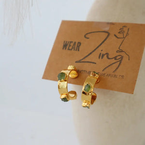 Peridot Raw Studed Hoops WearZing - Crystal Jewelry Store in India