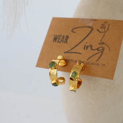 Peridot Raw Studed Hoops