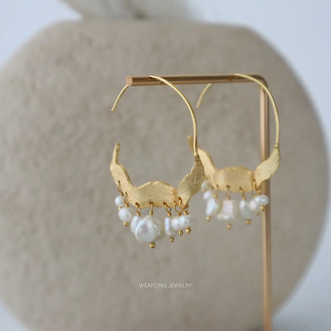 Pearl Curvy Slide Earring WearZing - Crystal Jewelry Store in India