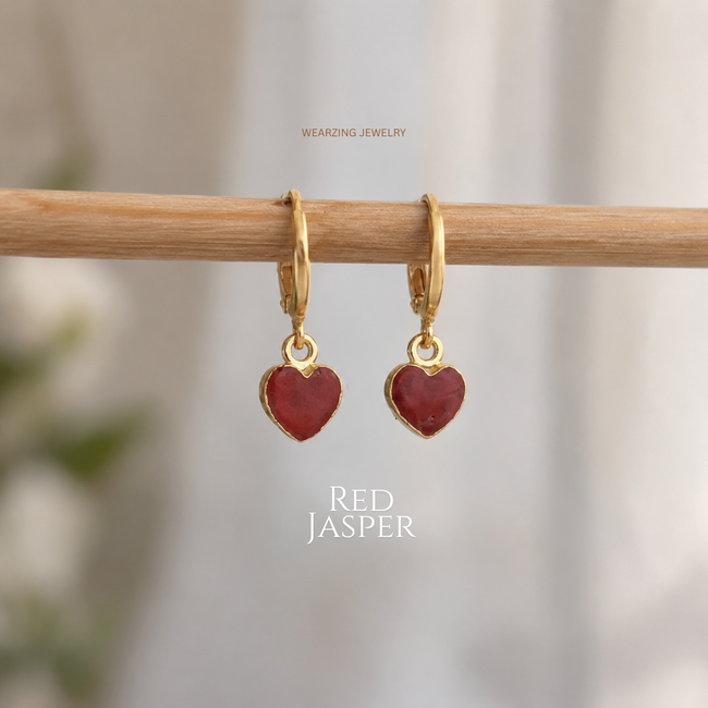 Red jasper Mini Heart Drops WearZing - Crystal Jewelry Store in India