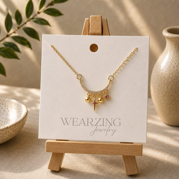 Celestial Crescent Charm Pendant Necklace