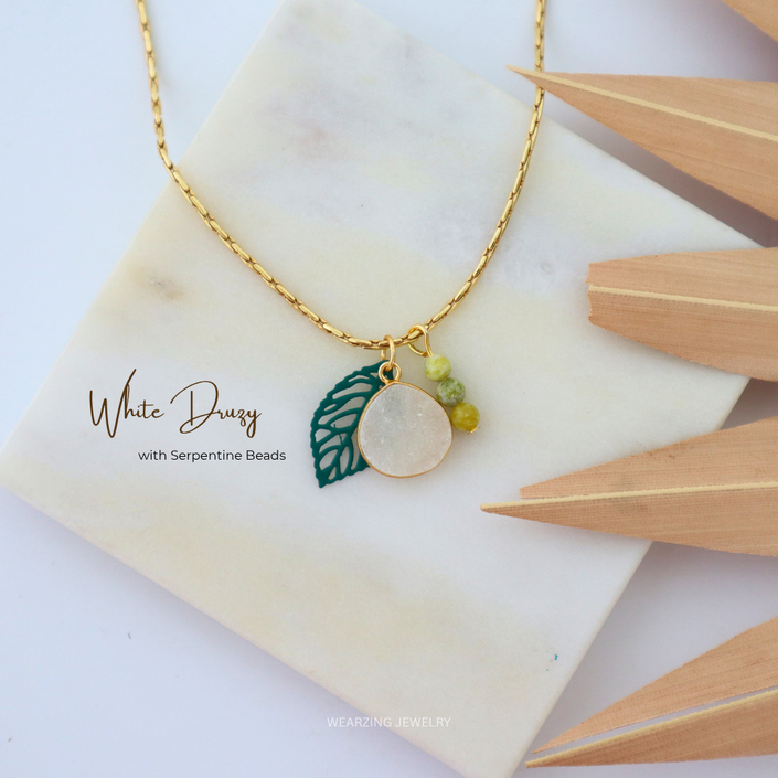 White Druzy Charm Neckpiece
