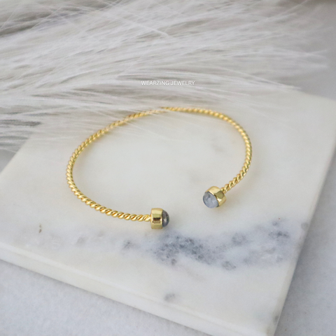 Rainbow Moonstone Twist Cuff