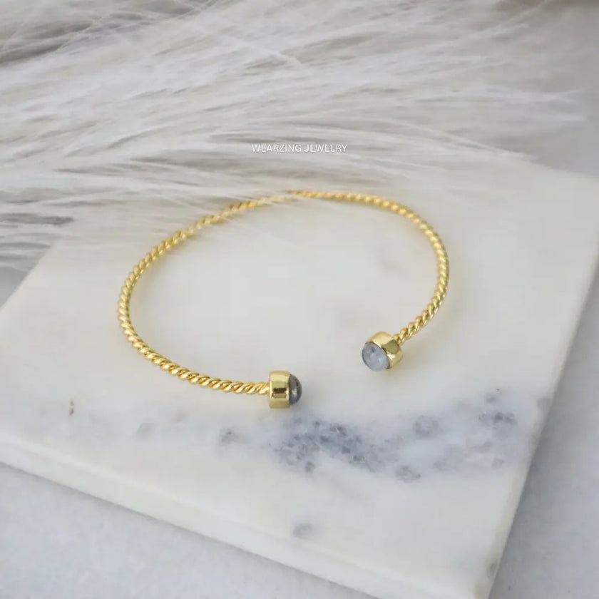 Rainbow Moonstone Twist Cuff WearZing - Crystal Jewelry Store in India