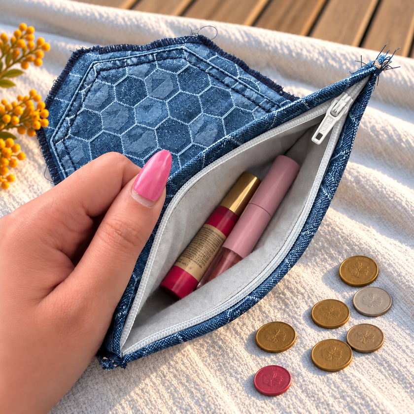 Fringed Denim Pouch WearZing - Crystal Jewelry Store in India