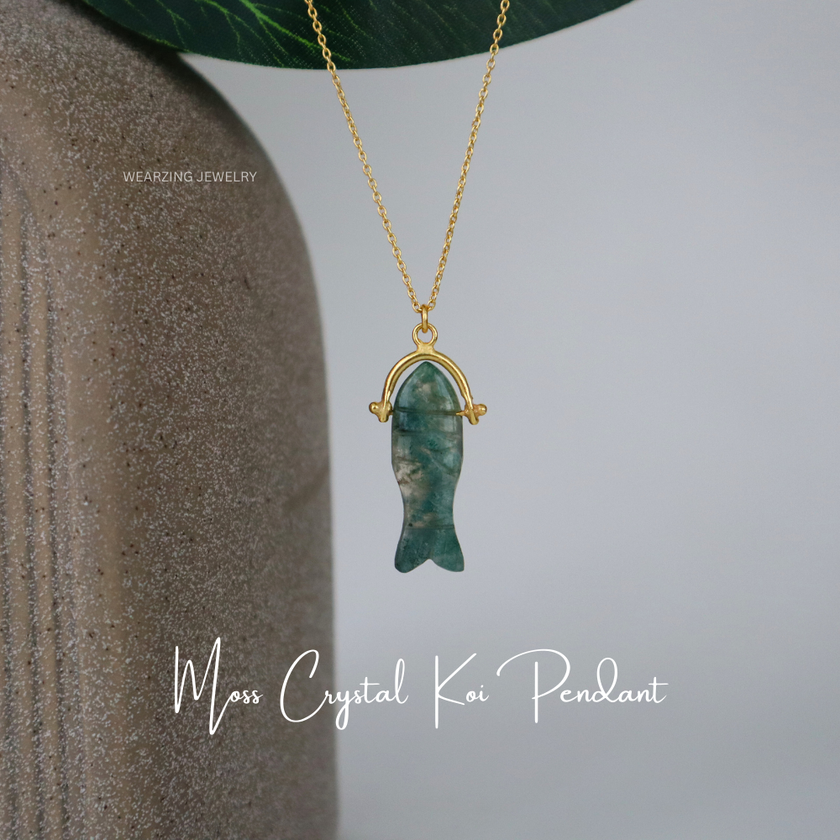 Moss Crystal Koi Pendant