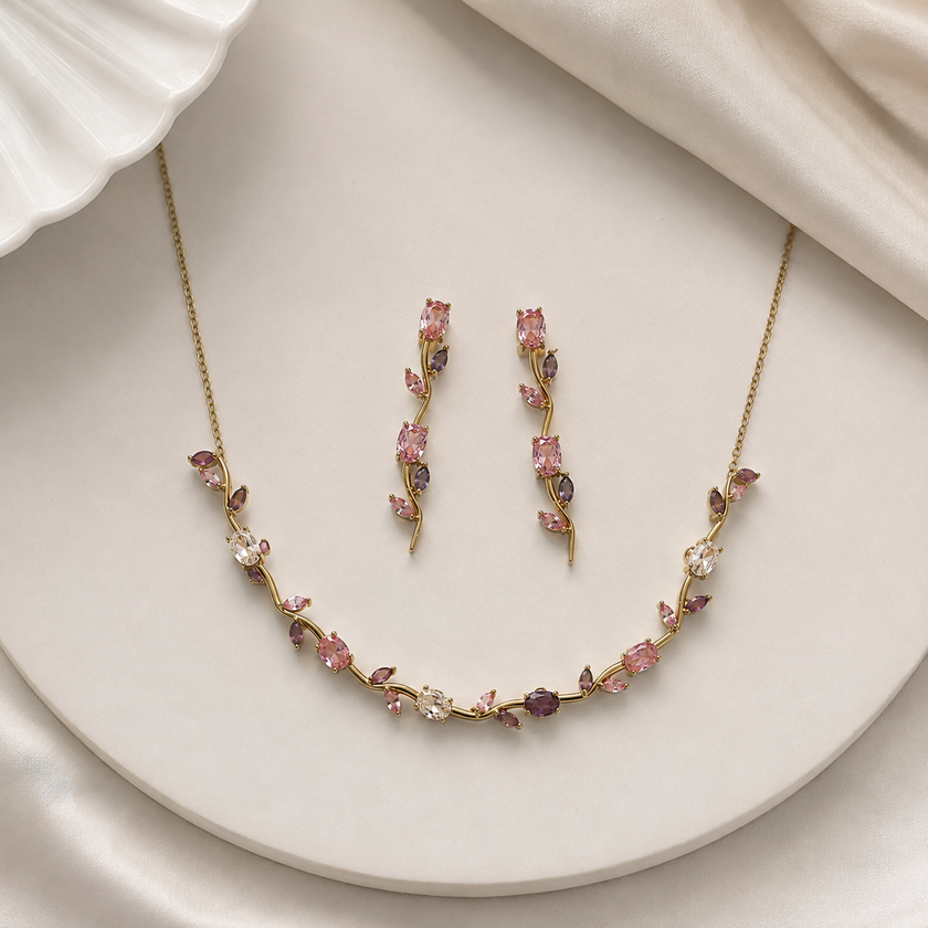 Berry Vine Necklace & Earrings Set WearZing - Crystal Jewelry Store in India