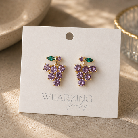Amethyst Grape Cluster Earrings WearZing - Crystal Jewelry Store in India