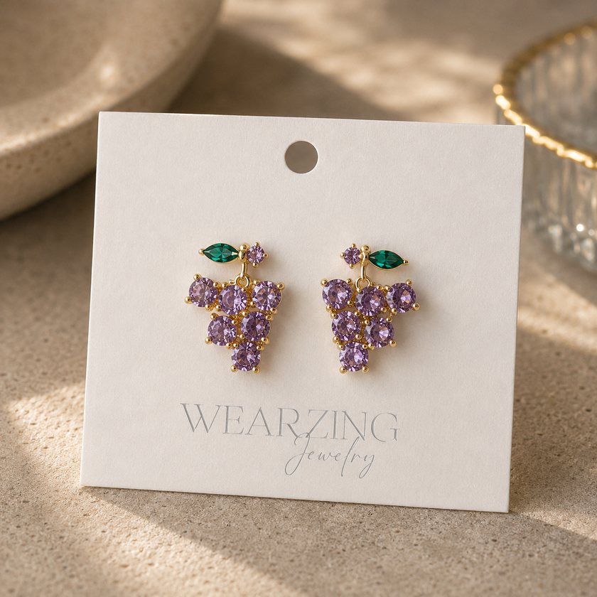 Amethyst Grape Cluster Earrings WearZing - Crystal Jewelry Store in India