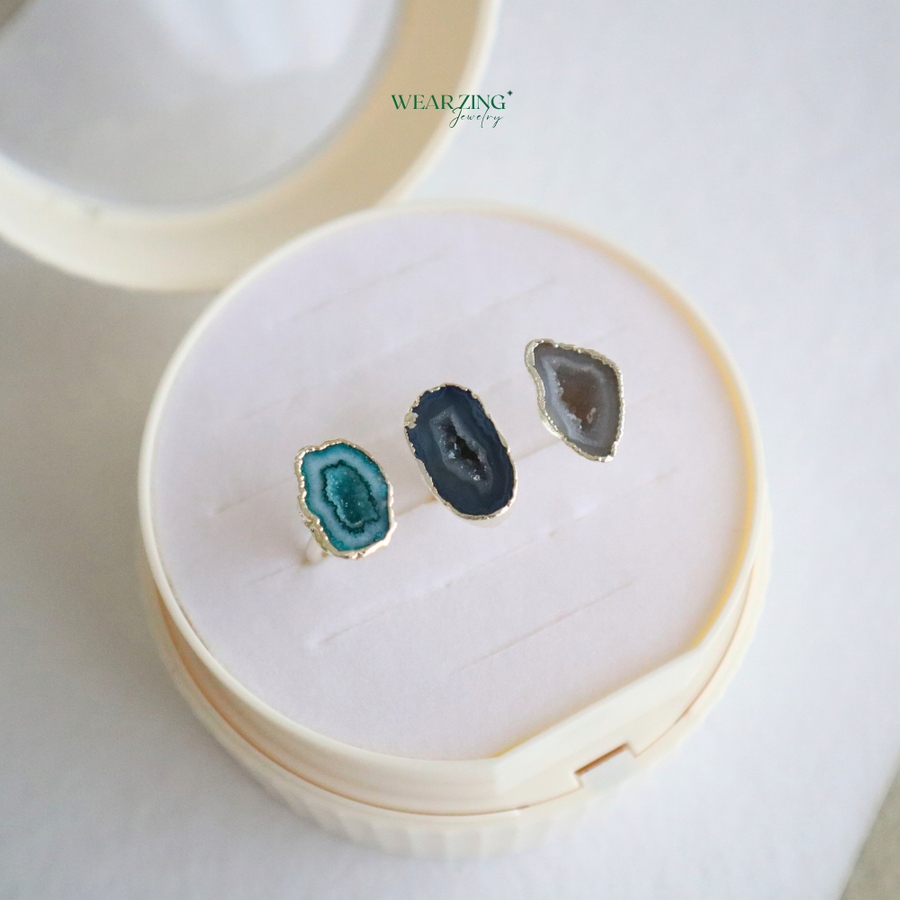 Triple Stone Druzy Ring WearZing - Crystal Jewelry Store in India