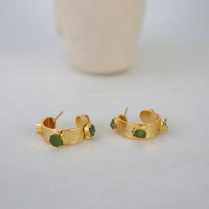 Peridot Raw Studed Hoops WearZing - Crystal Jewelry Store in India
