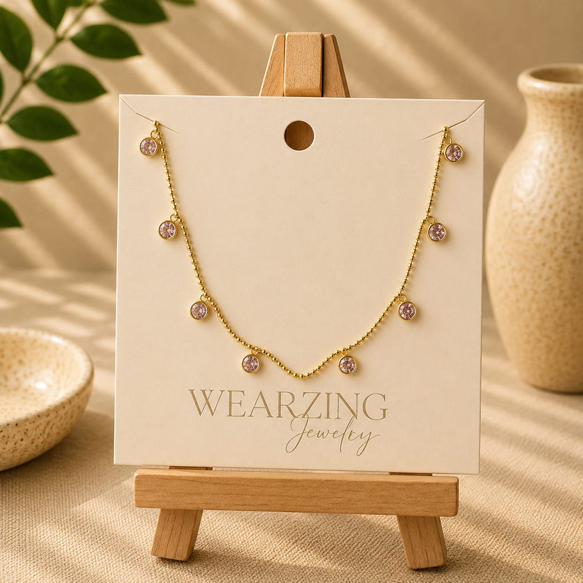 Pink Crystal Shimmer Choker Necklace