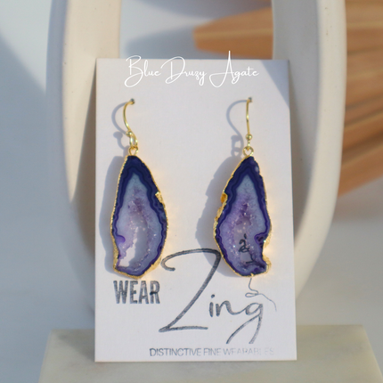 Blue Agate Loop Earrings