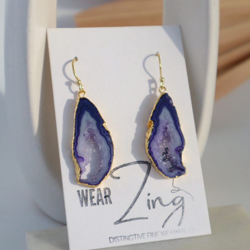 Blue Agate Loop Earrings