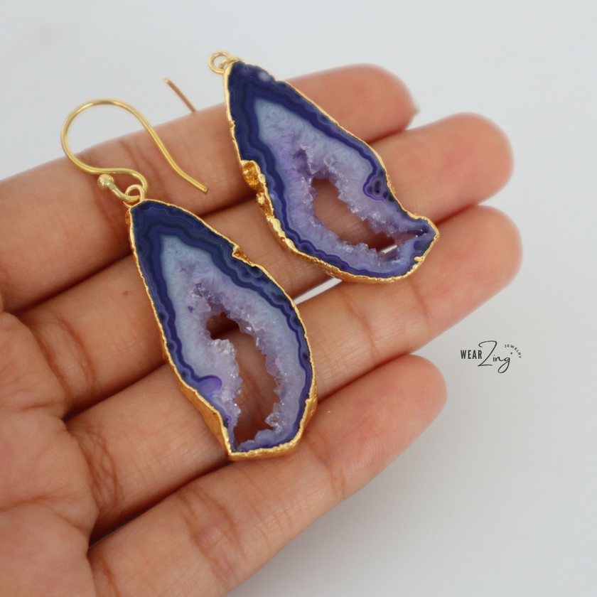 Blue Agate Loop Earrings