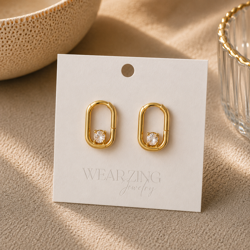 Hollow Oval  Huggies WearZing - Crystal Jewelry Store in India