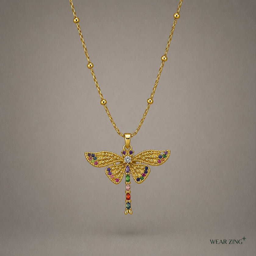 Jeweled Dragonfly Necklace WearZing - Crystal Jewelry Store in India