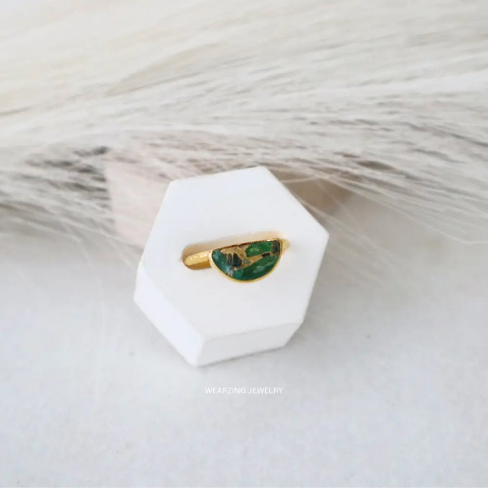 Green Mohave Half Circle Ring WearZing - Crystal Jewelry Store in India