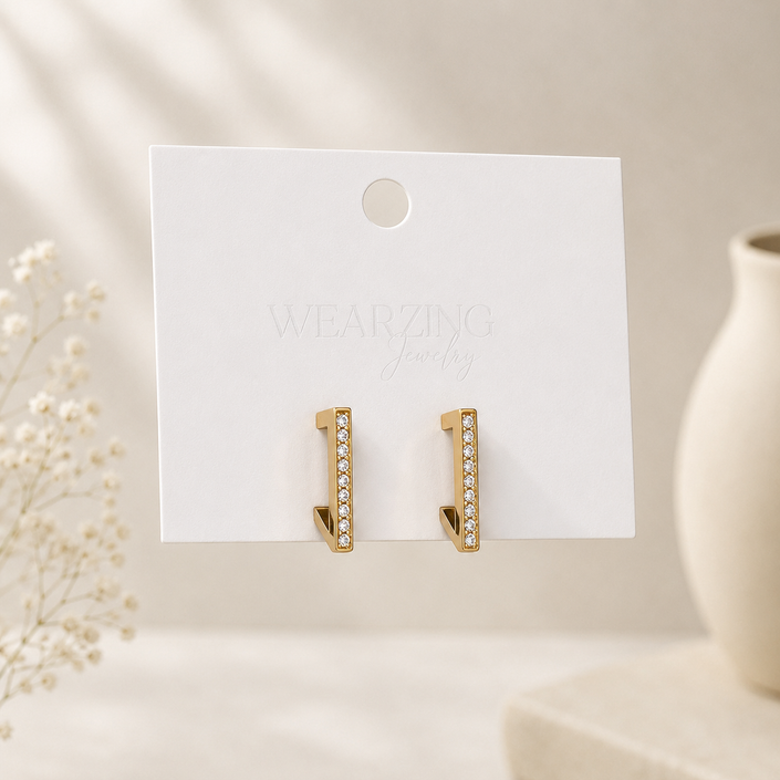 Sleek Gold Bar Stud Earrings WearZing - Crystal Jewelry Store in India