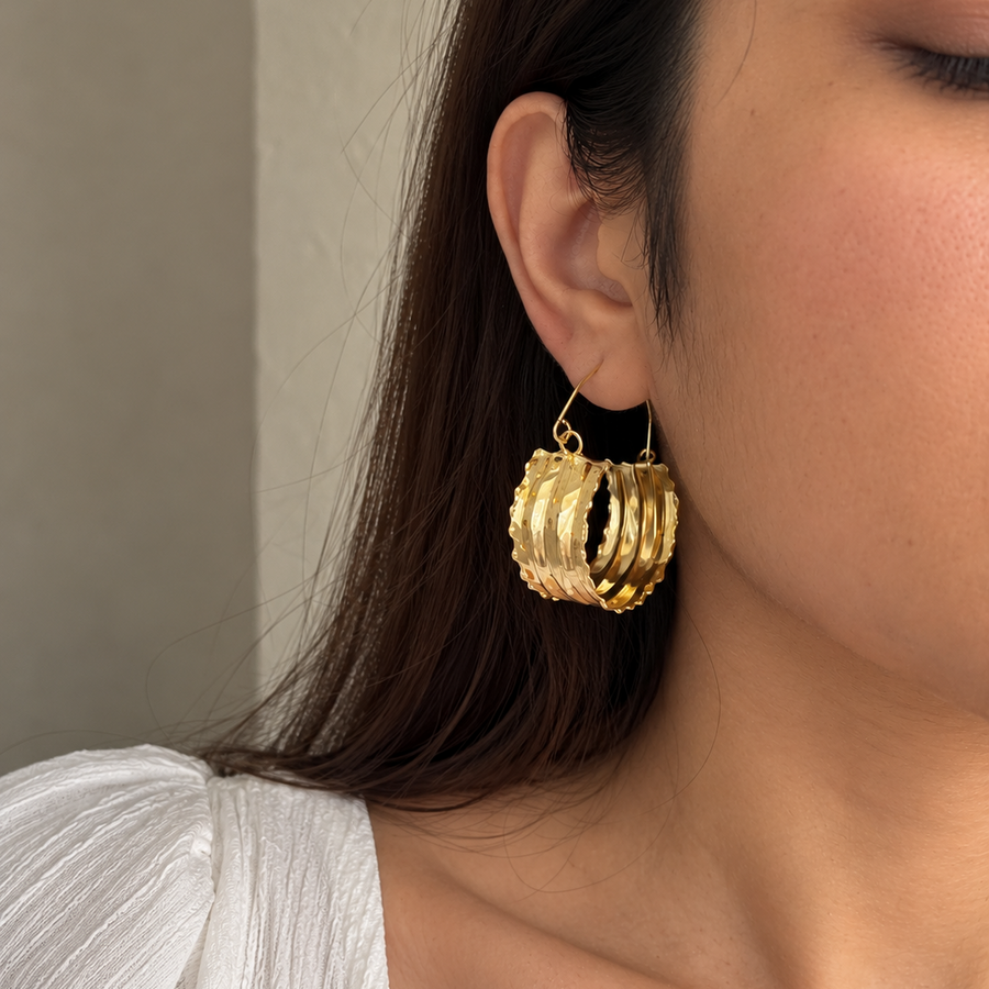Rippled Pillow Dangle Earrings WearZing - Crystal Jewelry Store in India