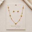 3D Golden Heart Station & Studs Set WearZing - Crystal Jewelry Store in India