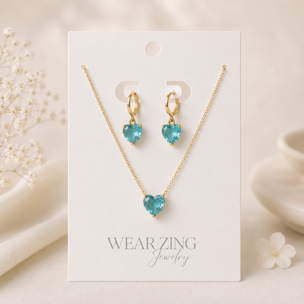 Sweetheart set -Sky blue WearZing - Crystal Jewelry Store in India