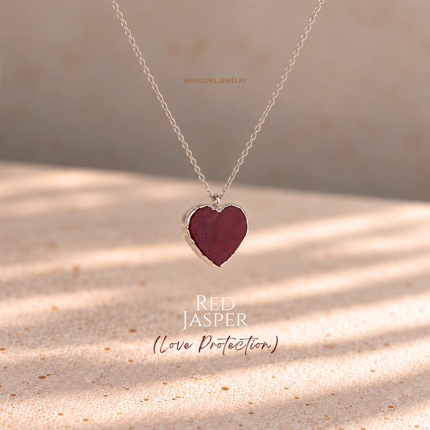 Red Jasper Heart Crystal Pendant WearZing - Crystal Jewelry Store in India