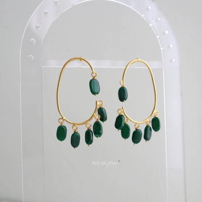 Green Quartz Statement Dangle Earrings