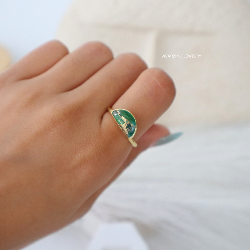 Green Mohave Half Circle Ring