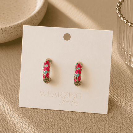 Garden Bloom Enamel C-Hoops WearZing - Crystal Jewelry Store in India