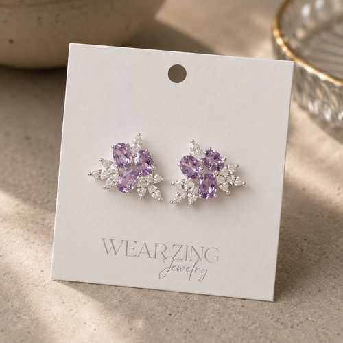 Lavender Bloom Crystal  Earrings WearZing - Crystal Jewelry Store in India