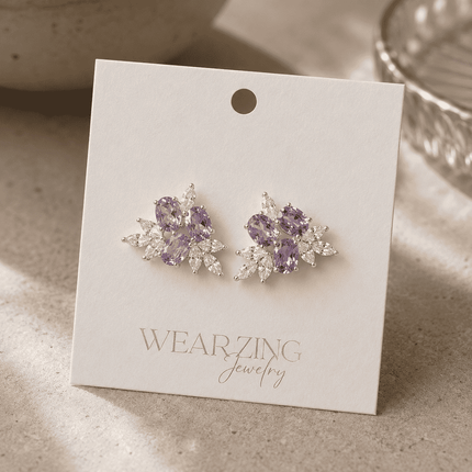 Lavender Bloom Crystal  Earrings WearZing - Crystal Jewelry Store in India