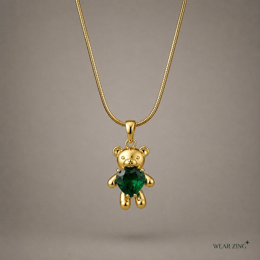 Teddy Pendant  - Green WearZing - Crystal Jewelry Store in India