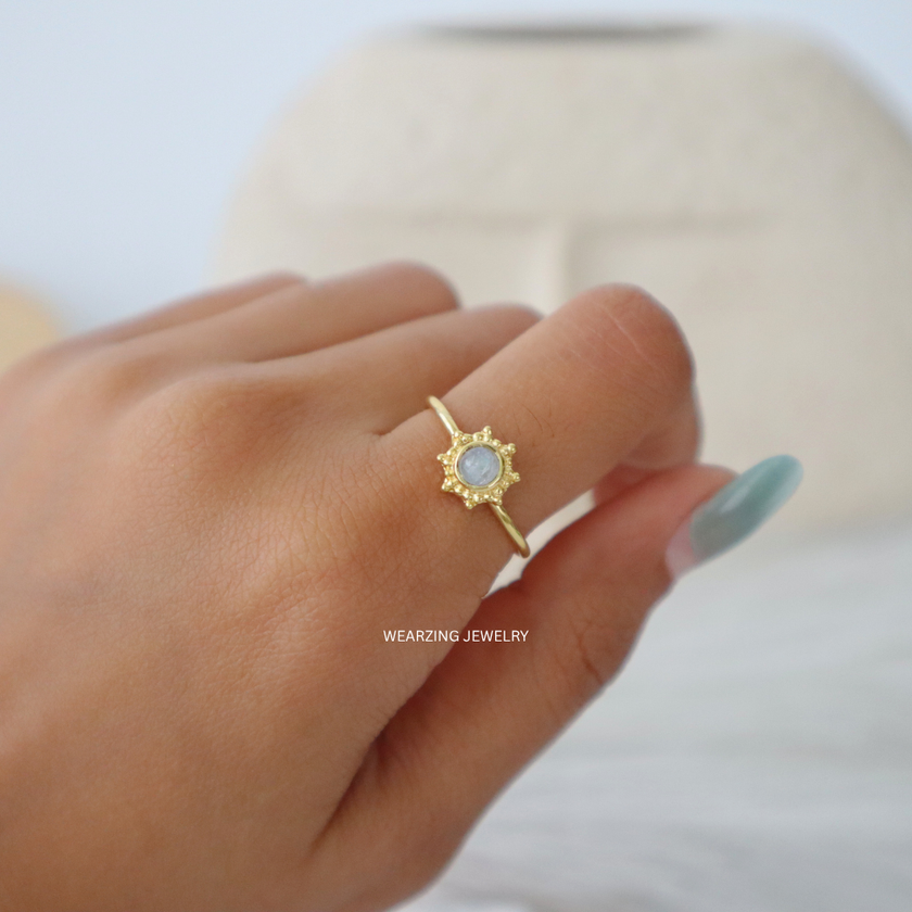 Moonstone Dainty Sun Ring