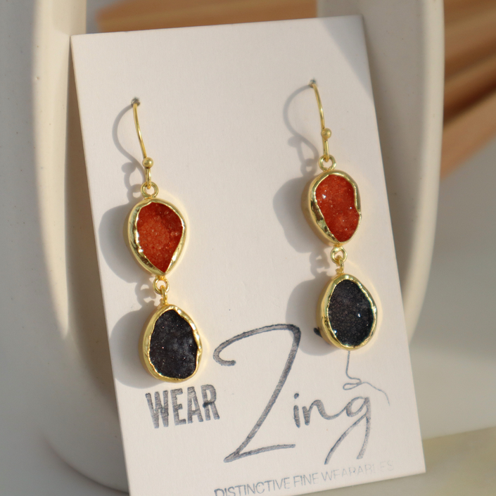 Red Blue Druzy Drops