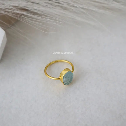 Aquamarine Raw Ring WearZing - Crystal Jewelry Store in India