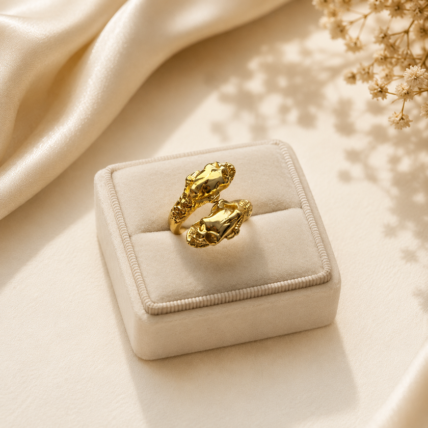 Golden Panther Ring WearZing - Crystal Jewelry Store in India