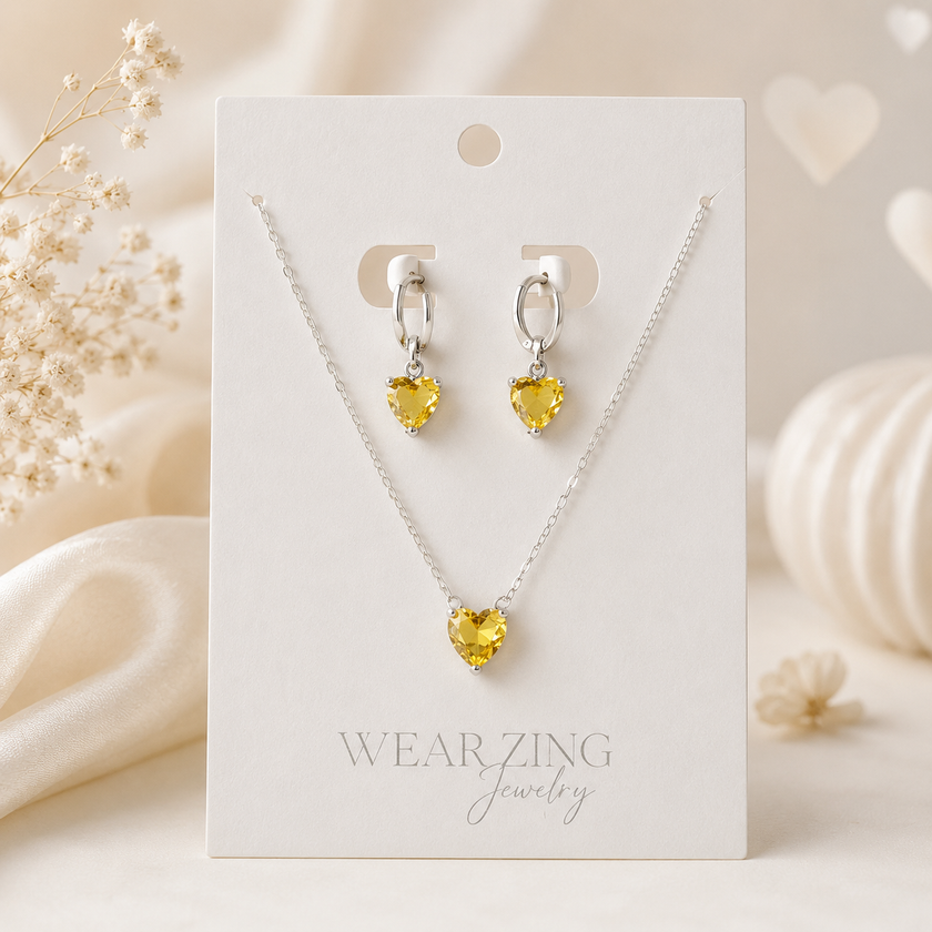 Sweetheart set-yellow WearZing - Crystal Jewelry Store in India