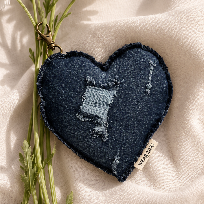 Denim Heart Bag Charm – Indigo WearZing - Crystal Jewelry Store in India