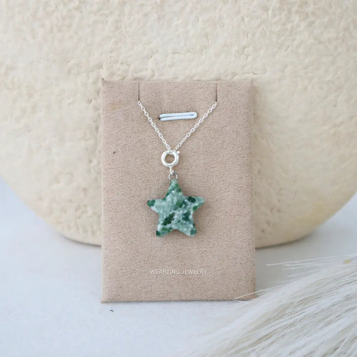 Greendot Jasper Star Pendant - Silver WearZing - Crystal Jewelry Store in India